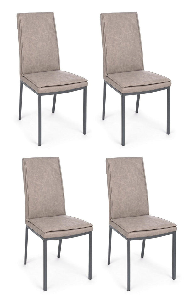 Set di 4 sedie da pranzo in ecopelle Sofie Cappuccino