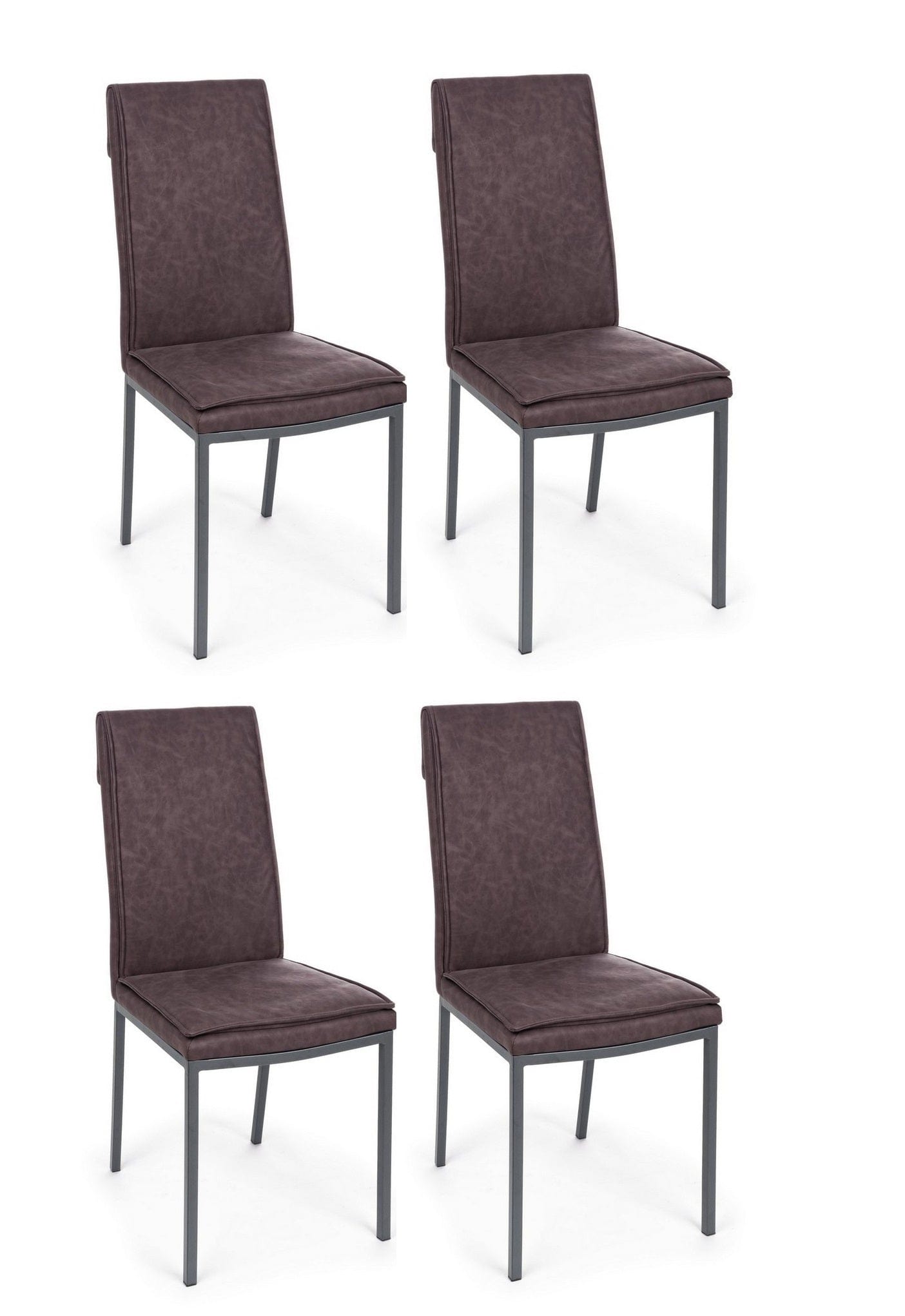 Set di 4 sedie da pranzo in ecopelle Sofie Marrone