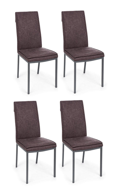 Set di 4 sedie da pranzo in ecopelle Sofie Marrone