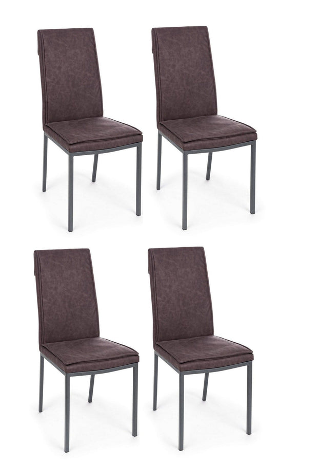Set di 4 sedie da pranzo in ecopelle Sofie Marrone