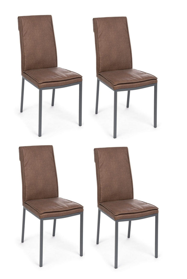 Set di 4 sedie da pranzo in ecopelle Sofie Marrone