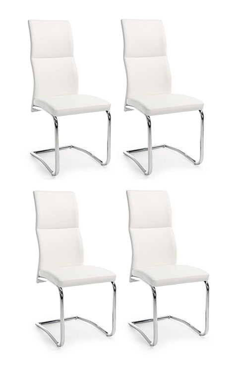 Set di 4 sedie da pranzo in ecopelle Thelma Bianco