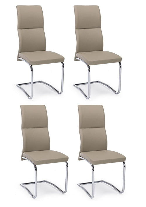 Set di 4 sedie da pranzo in ecopelle Thelma Cappuccino
