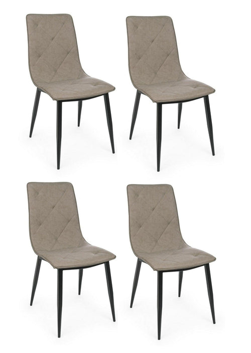 Set di 4 sedie da pranzo in ecopelle Victor Cappuccino