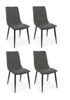 Set di 4 sedie da pranzo in ecopelle Victor Grigio
