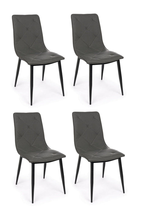 Set di 4 sedie da pranzo in ecopelle Victor Grigio