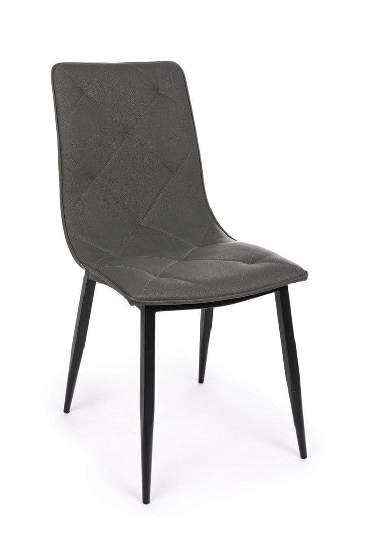 Set di 4 sedie da pranzo in ecopelle Victor Grigio (2)