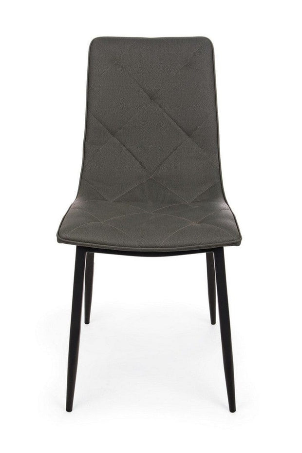 Set di 4 sedie da pranzo in ecopelle Victor Grigio (3)