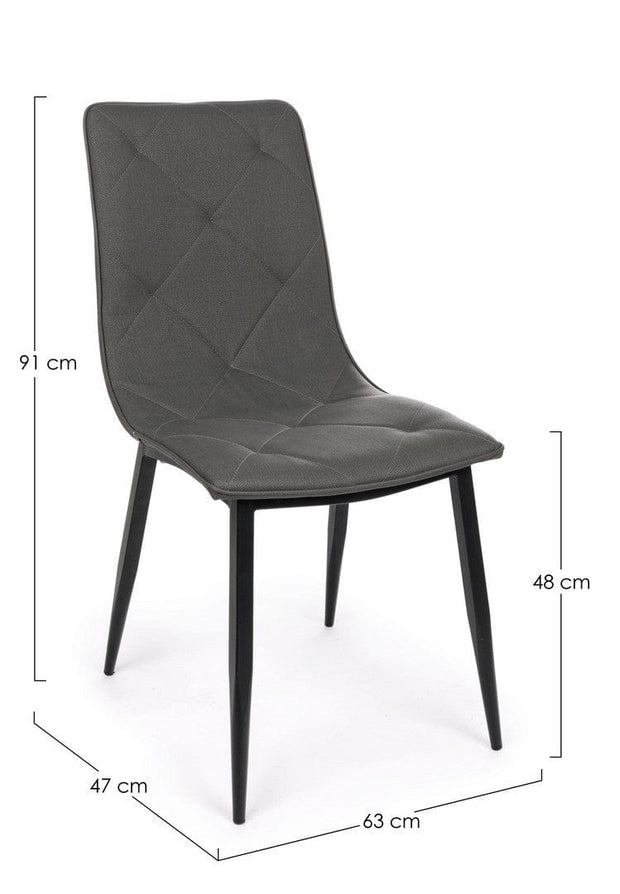 Set di 4 sedie da pranzo in ecopelle Victor Grigio (5)