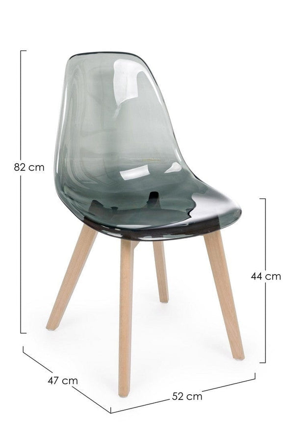 Set di 4 sedie da pranzo in plastica Easy Smoky Grigio (6)