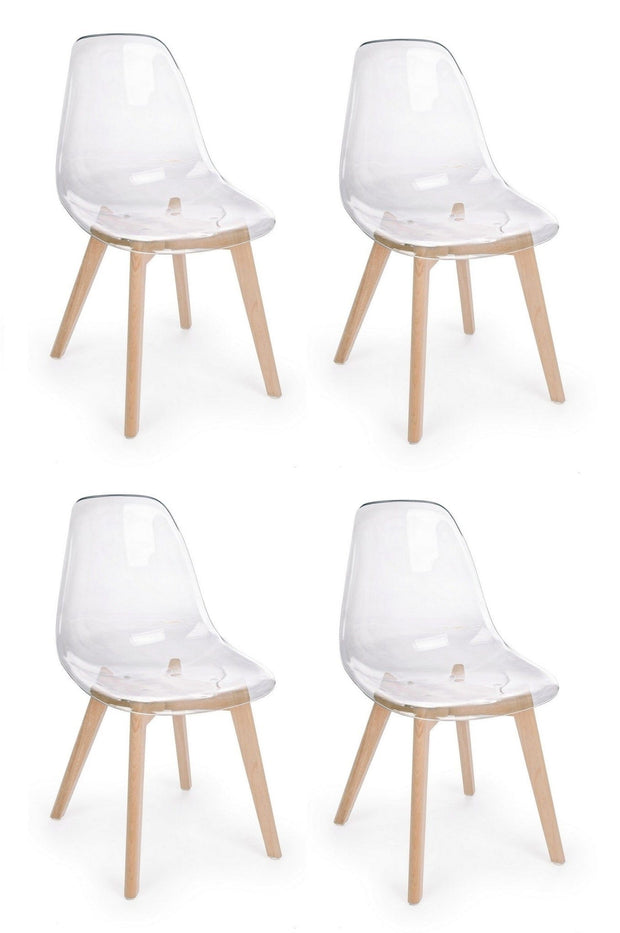 Set di 4 sedie da pranzo in plastica Easy Smoky Trasparente