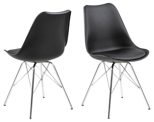Set di 4 sedie da pranzo in plastica Eris Nero