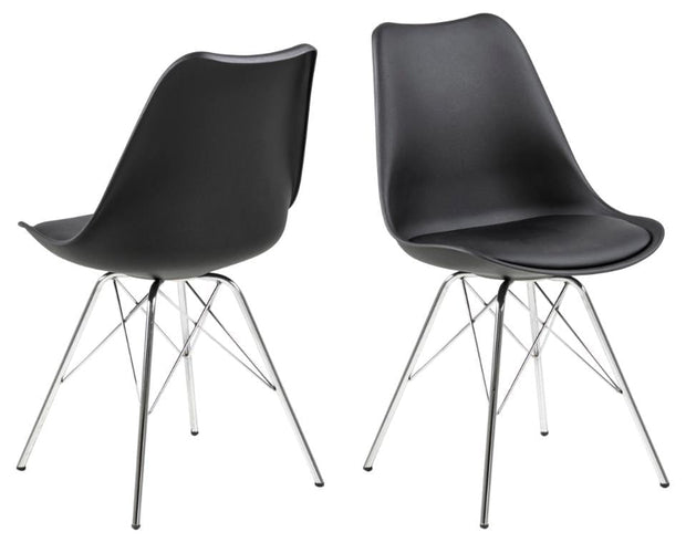 Set di 4 sedie da pranzo in plastica Eris Nero