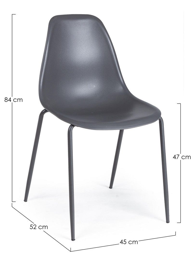 Set di 4 sedie da pranzo in plastica Iris Grigio (4)