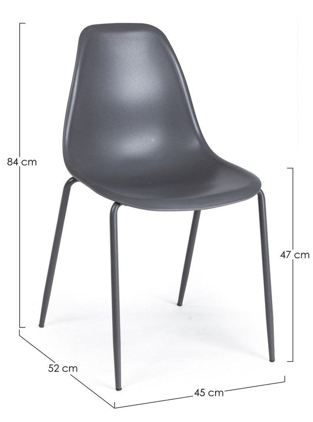 Set di 4 sedie da pranzo in plastica Iris Grigio (4)