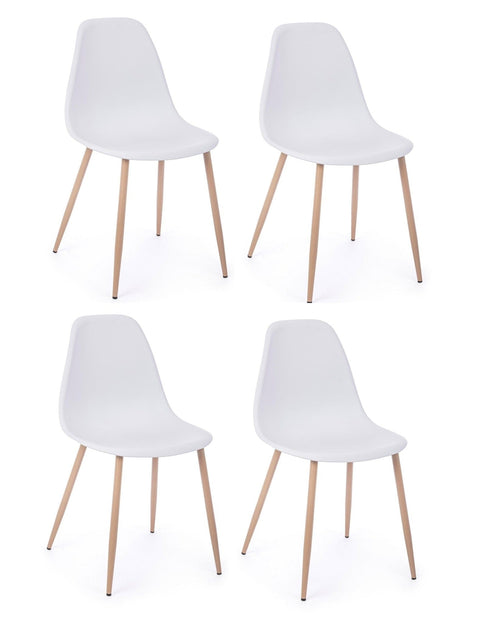 Set di 4 sedie da pranzo in plastica Mandy Bianco