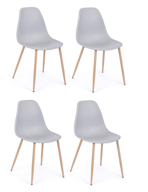 Set di 4 sedie da pranzo in plastica Mandy Grigio