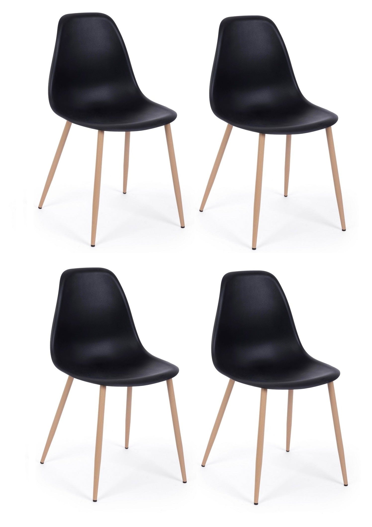 Set di 4 sedie da pranzo in plastica Mandy Nero