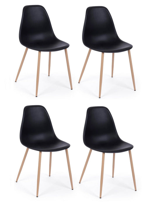 Set di 4 sedie da pranzo in plastica Mandy Nero