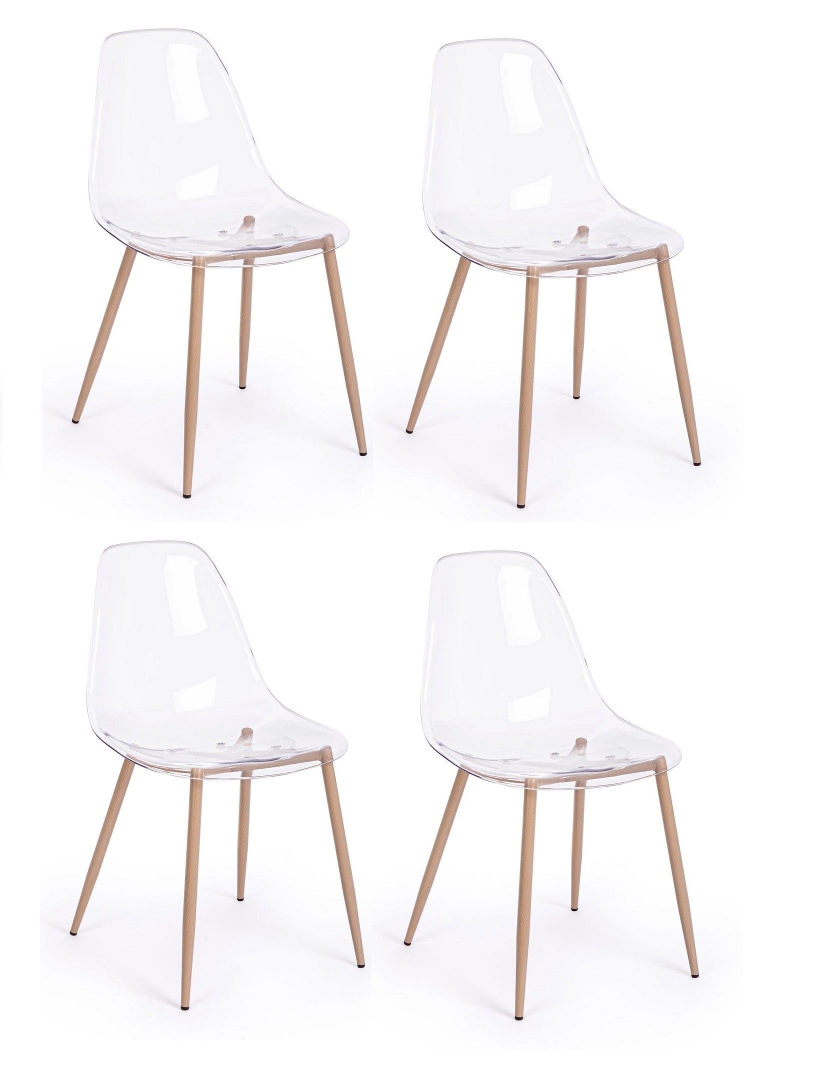 Set di 4 sedie da pranzo in plastica Mandy Trasparente