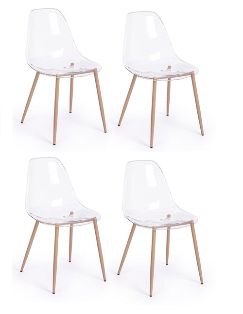 Set di 4 sedie da pranzo in plastica Mandy Trasparente