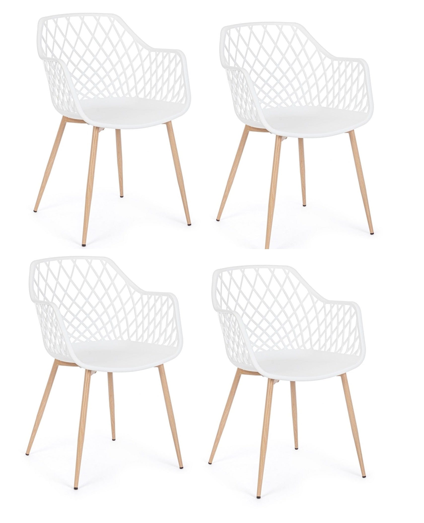 Set di 4 sedie da pranzo in plastica Optik Bianco