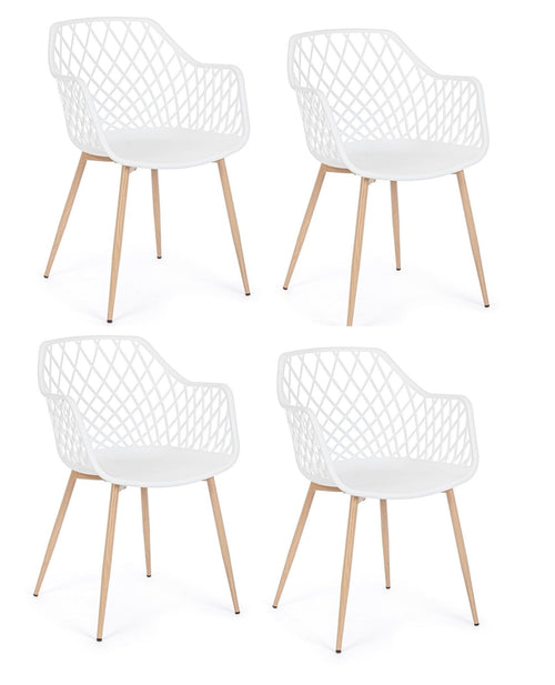 Set di 4 sedie da pranzo in plastica Optik Bianco