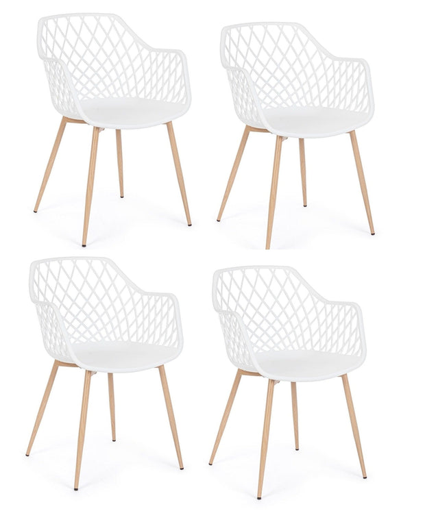 Set di 4 sedie da pranzo in plastica Optik Bianco
