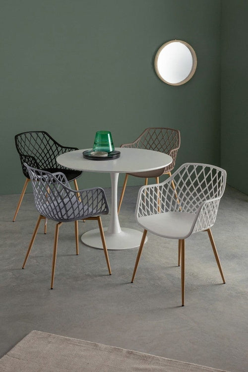 Set di 4 sedie da pranzo in plastica Optik Bianco (1)