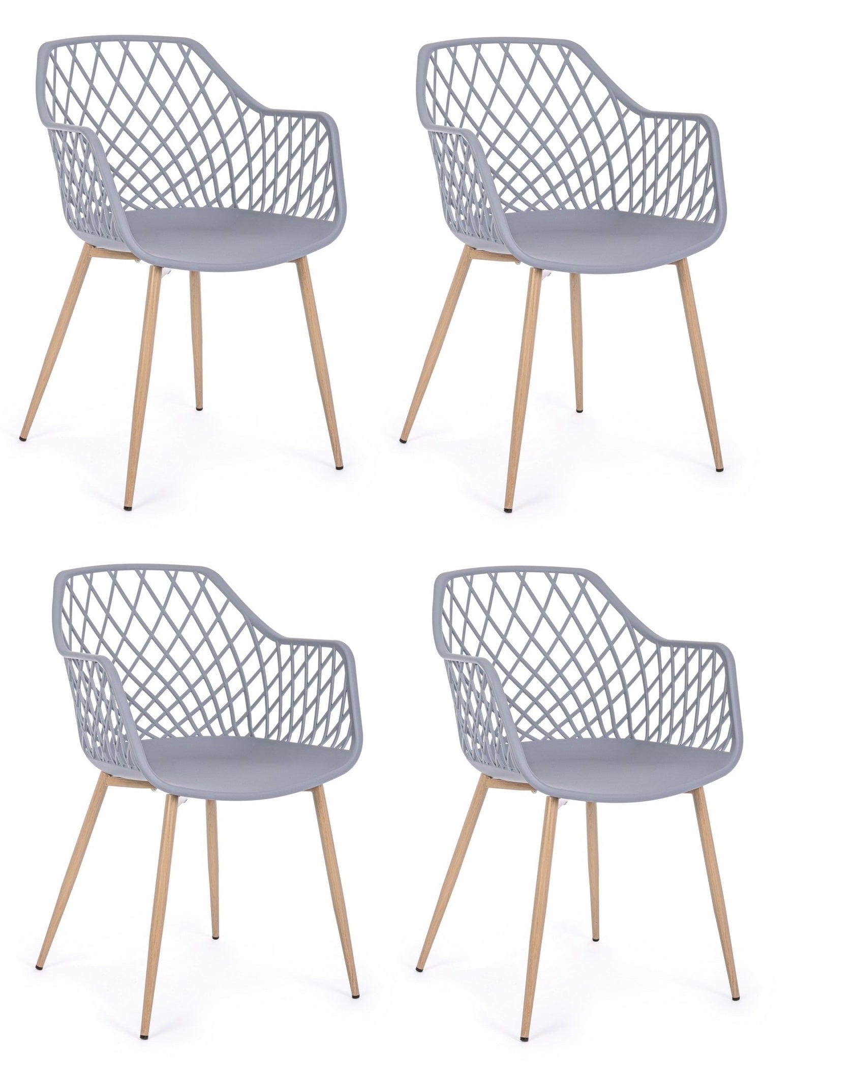 Set di 4 sedie da pranzo in plastica Optik Grigio