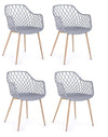 Set di 4 sedie da pranzo in plastica Optik Grigio