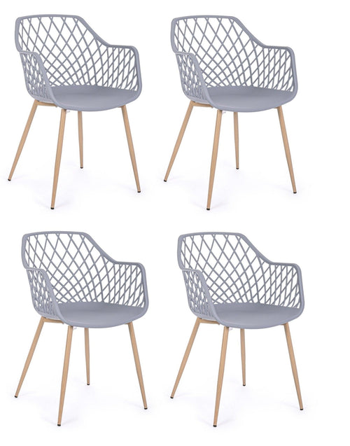 Set di 4 sedie da pranzo in plastica Optik Grigio