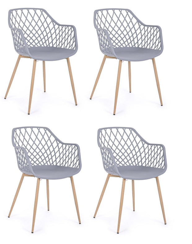 Set di 4 sedie da pranzo in plastica Optik Grigio