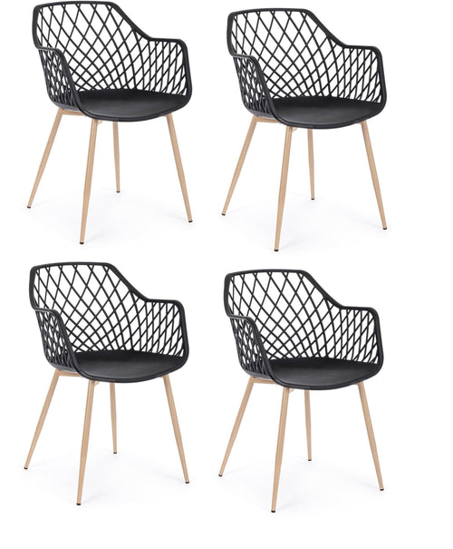 Set di 4 sedie da pranzo in plastica Optik Nero