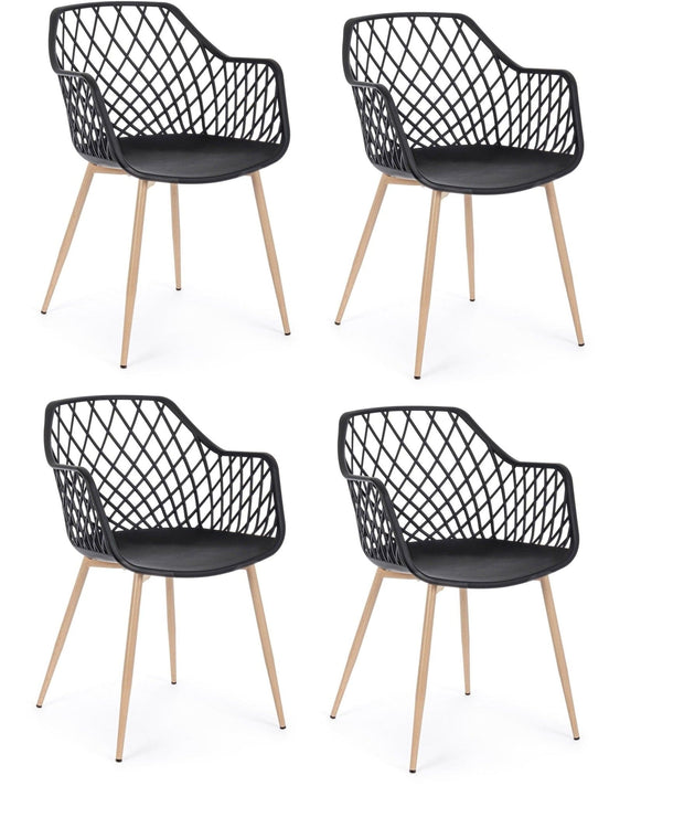 Set di 4 sedie da pranzo in plastica Optik Nero