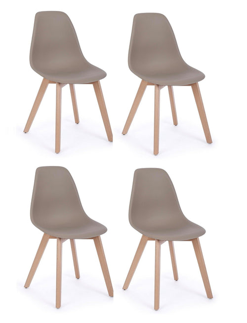 Set di 4 sedie da pranzo in plastica System Cappuccino