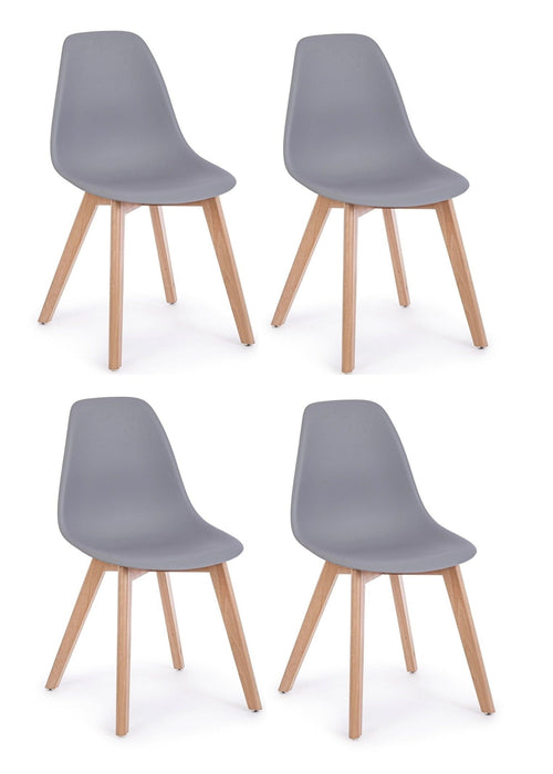 Set di 4 sedie da pranzo in plastica System Grigio