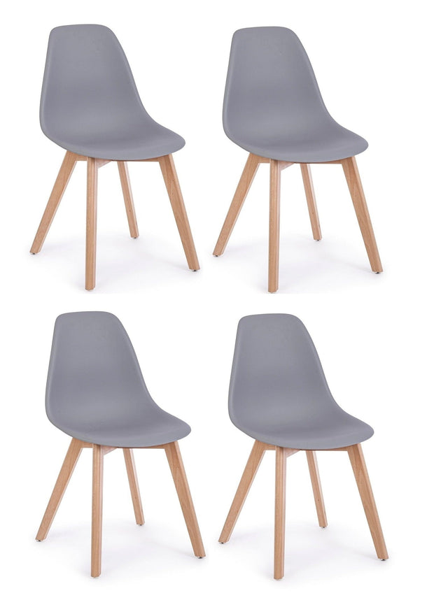 Set di 4 sedie da pranzo in plastica System Grigio