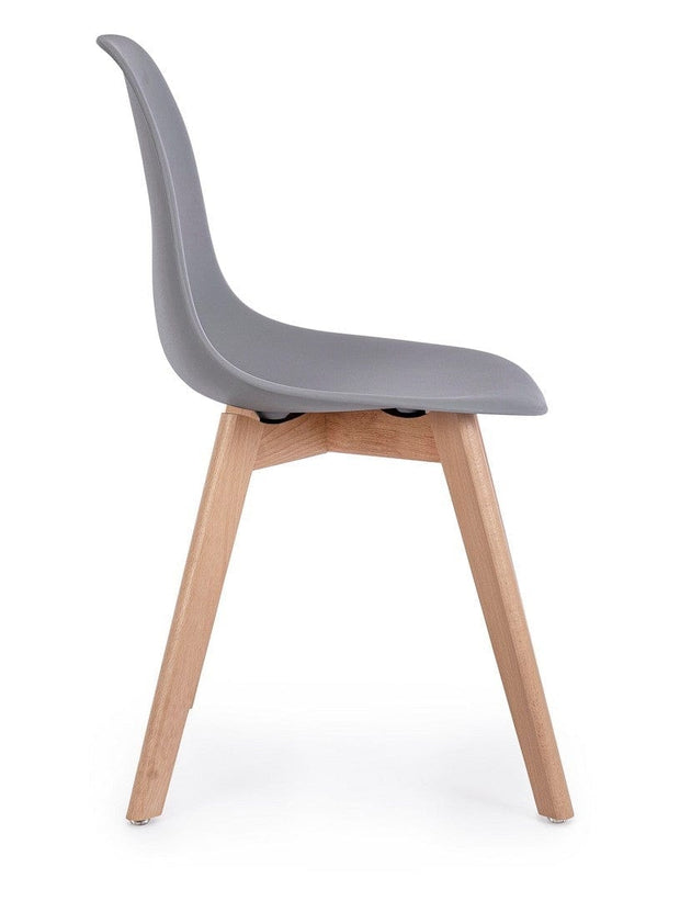 Set di 4 sedie da pranzo in plastica System Grigio (3)