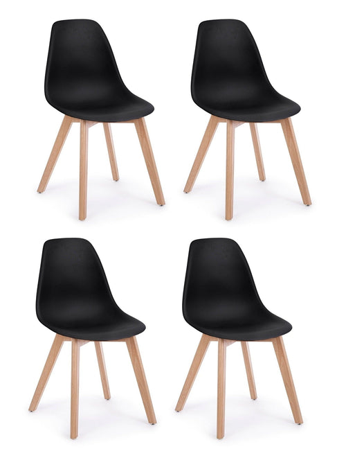 Set di 4 sedie da pranzo in plastica System Nero
