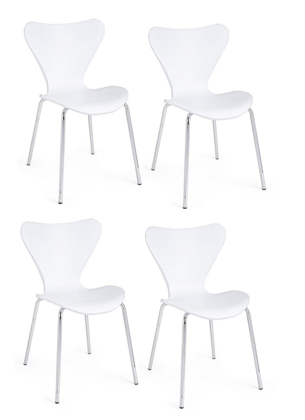Set di 4 sedie da pranzo in plastica Tessa Bianco