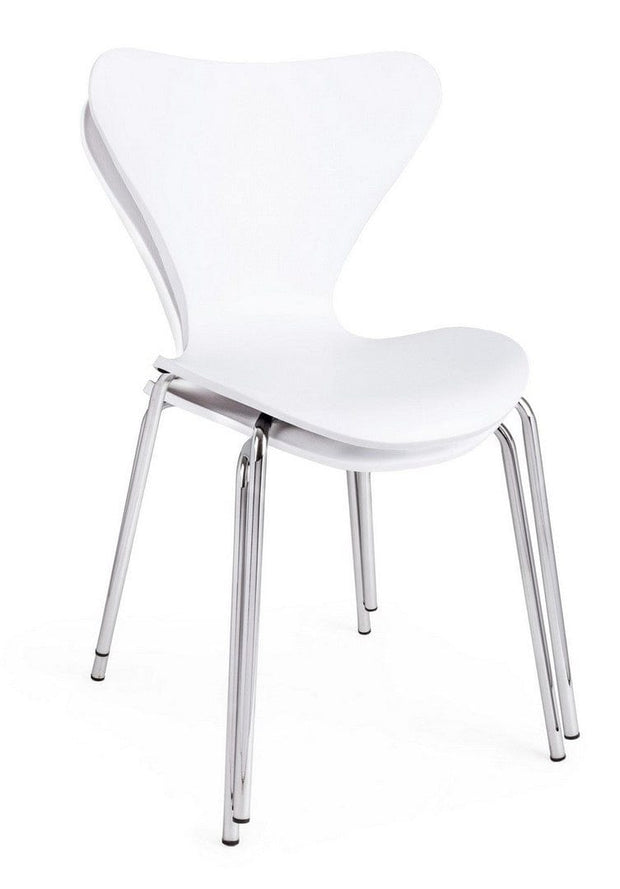 Set di 4 sedie da pranzo in plastica Tessa Bianco (5)