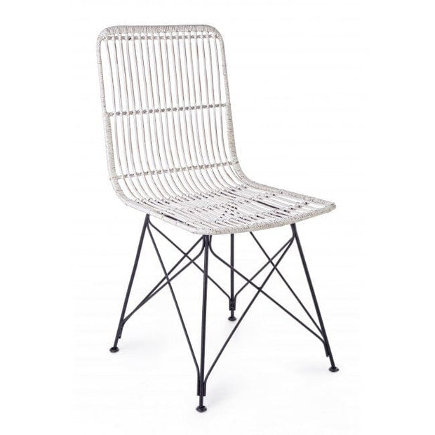 Set di 4 sedie da pranzo in rattan Lucila Bianco (4)