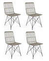 Set di 4 sedie da pranzo in rattan Lucila Grigio