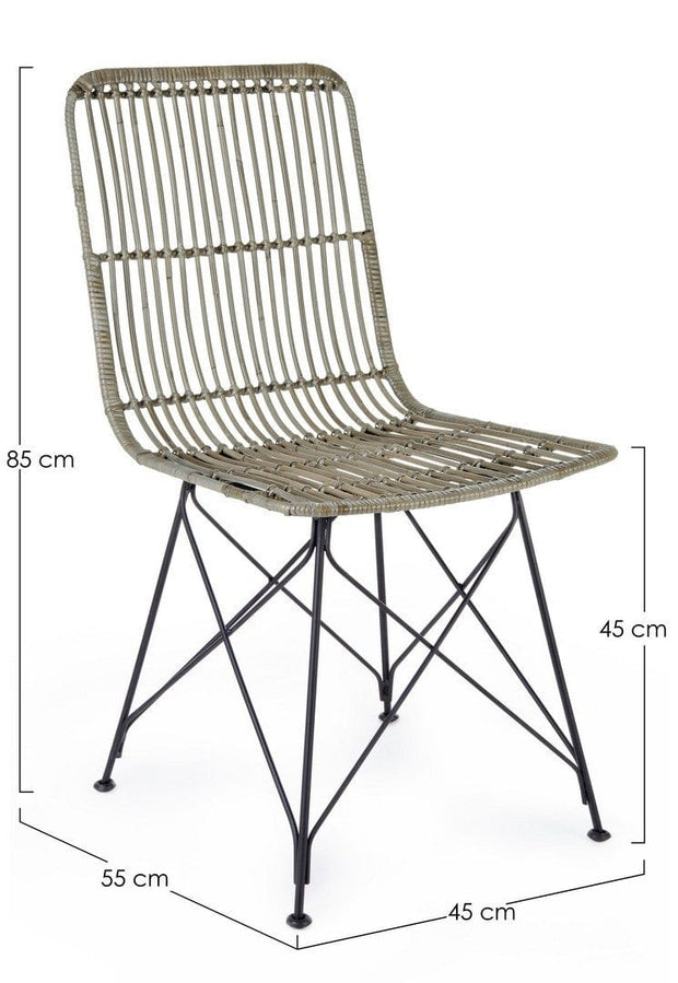 Set di 4 sedie da pranzo in rattan Lucila Grigio (8)