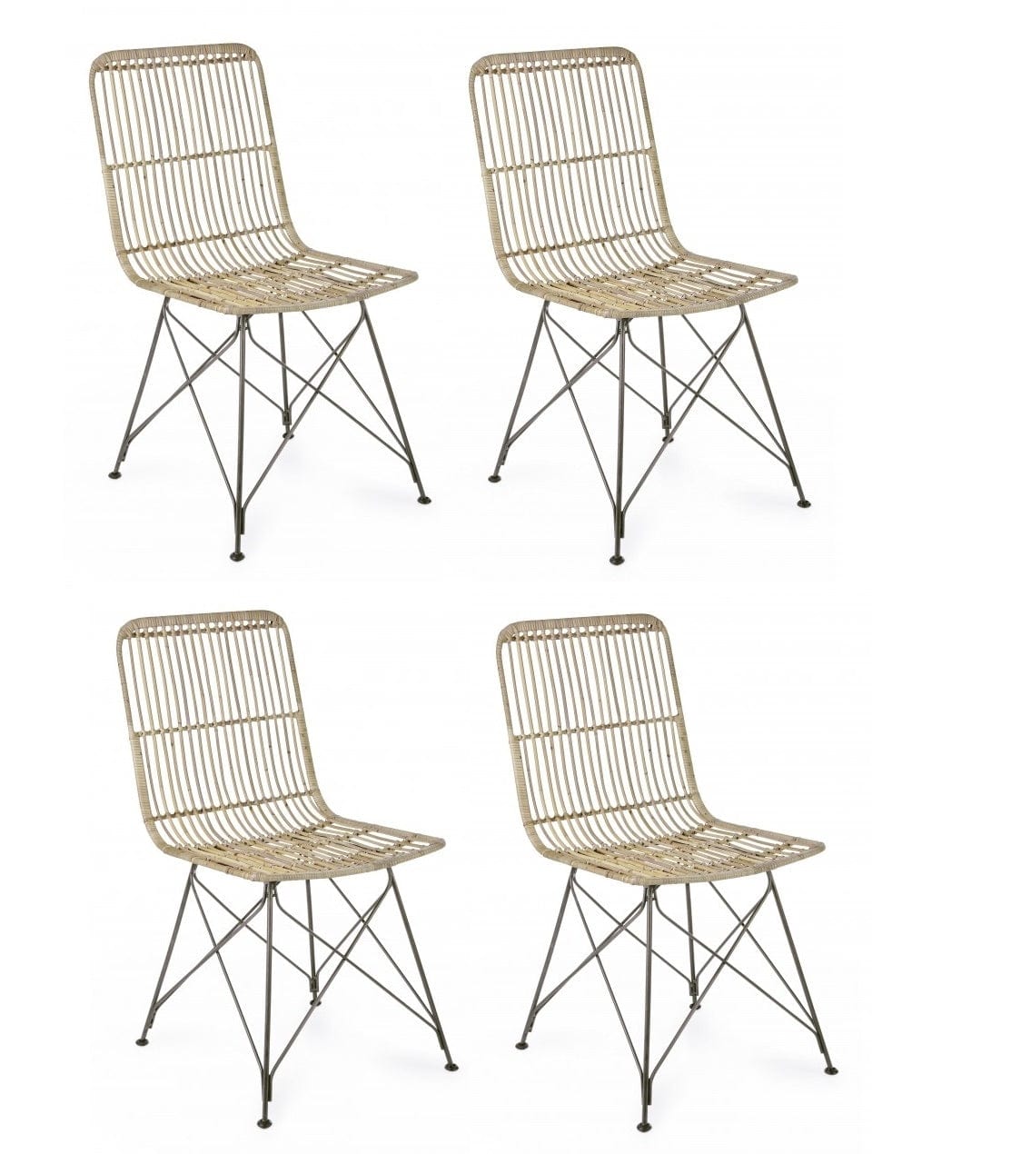 Set di 4 sedie da pranzo in rattan Lucila Naturale