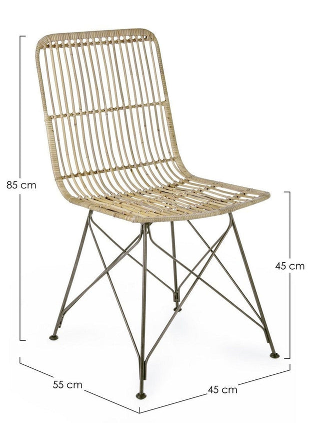 Set di 4 sedie da pranzo in rattan Lucila Naturale (9)