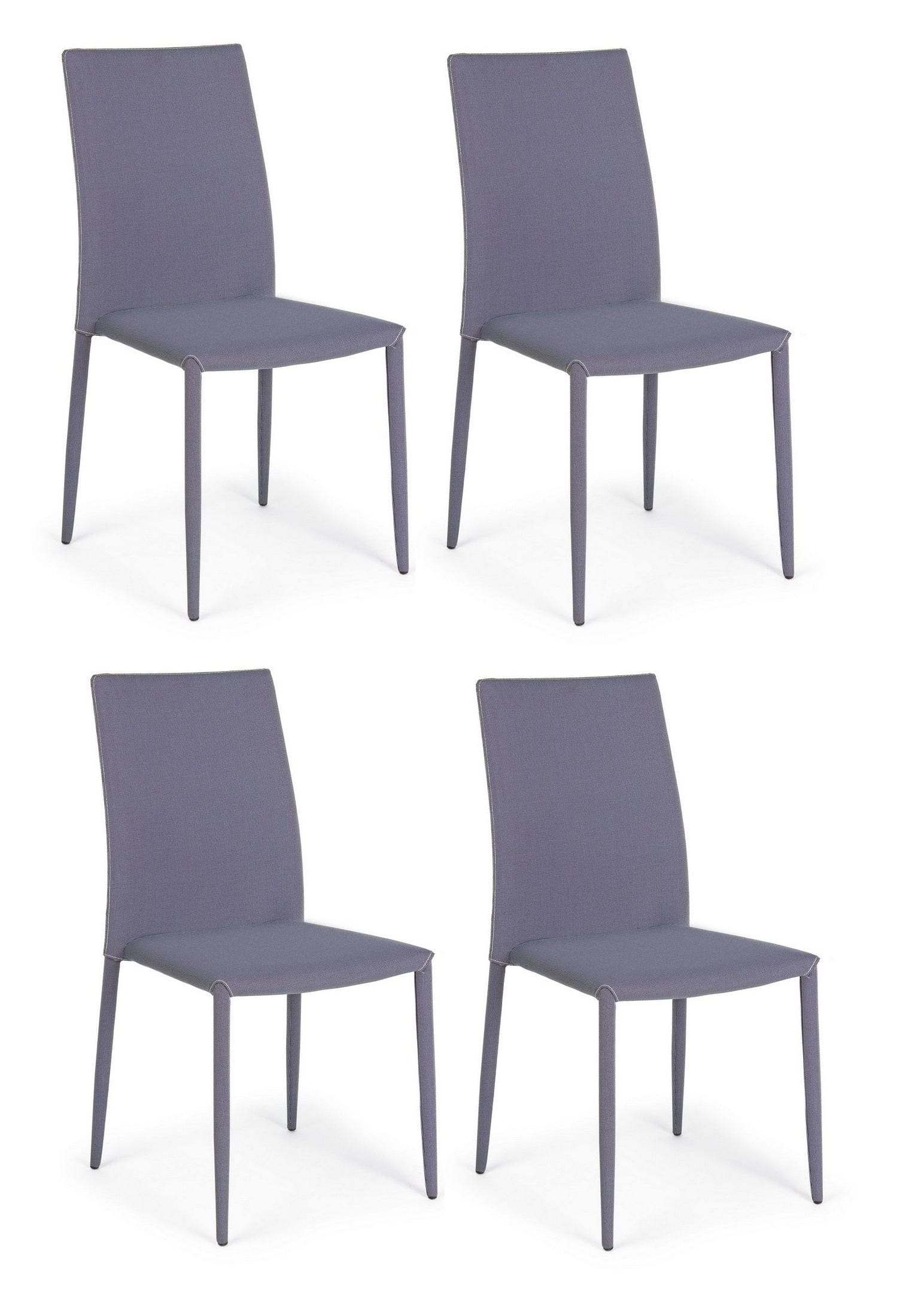Set di 4 sedie da pranzo in tessuto Ivy Grigio