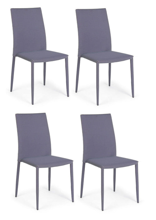 Set di 4 sedie da pranzo in tessuto Ivy Grigio