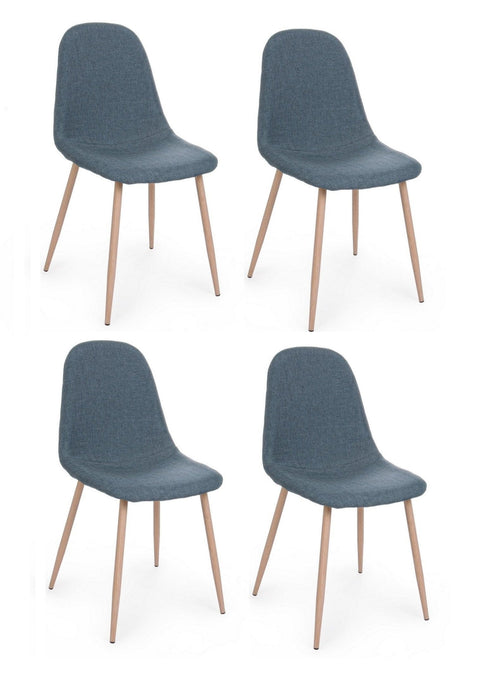 Set di 4 sedie da pranzo in tessuto Oakland Blu